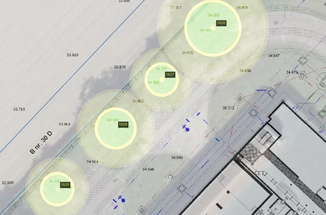Aanduiding van de boombeschermingszone en boomverankeringszone op een plan